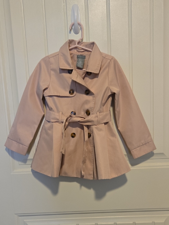 Tahari Other - Tahari Girls Pale Pink Double-Breasted Pea Coat with Tie Belt